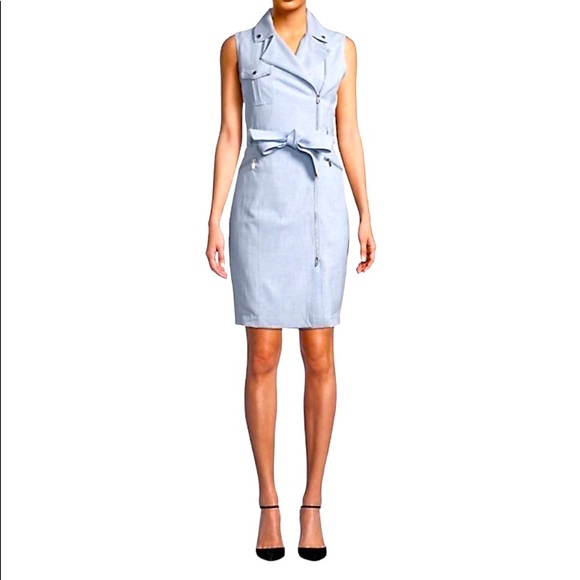 NEW CALVIN KLEIN MOTO BLUE WRAP DRESS SZ 12 NEW WITH TAGS - Picture 4 of 10